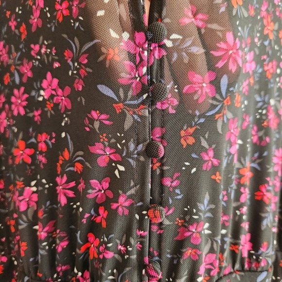Torrid Mini Size 2X Mesh Button Floral Bodycon Dress - Picture 5 of 13
